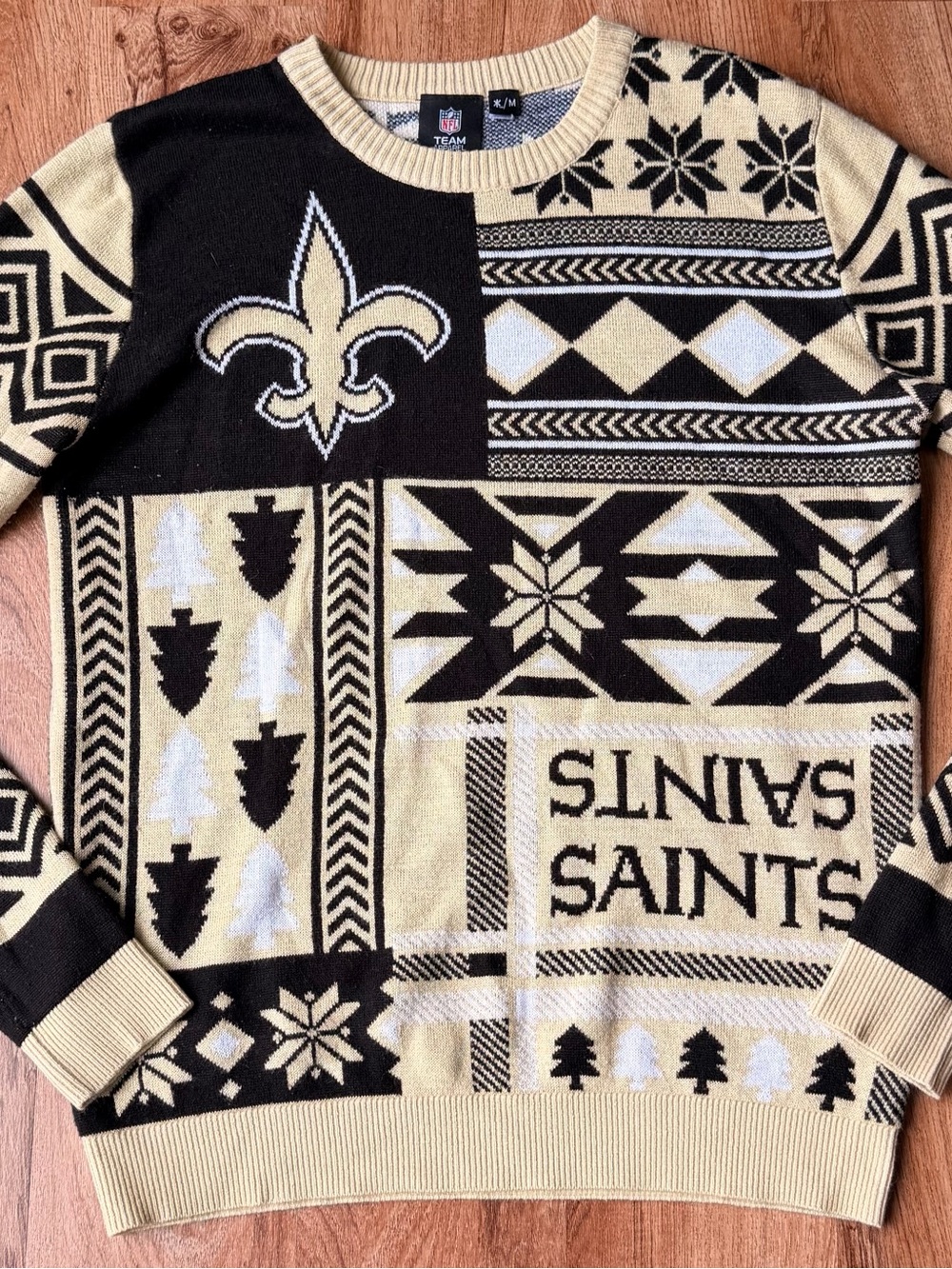 NFL New Orleans Saints Black and Gold Crewneck Sweater